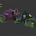 Purple and Black FENIX Motorcycle with 015 Number Hexagon Logo and Purple Tires