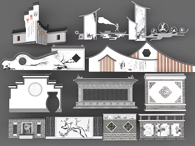 Traditional Chinese Architectural Components With Classic Patterns And Decorative Elements 3d model