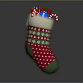 Festive Red Green Christmas Stocking with Snowflake Patterns Stuffed with Gifts and Candy Canes