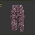 Red Brown Cargo Pants With Multiple Pockets Belt And Distressed Design 3d model