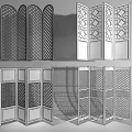 Colorful Folding Room Dividers With Lattice Patterns For Home Interior Decor 3d model