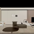 Modern Living Room Interior With Neutral Tones Sofa Accent Chairs Coffee Tables And Large Windows