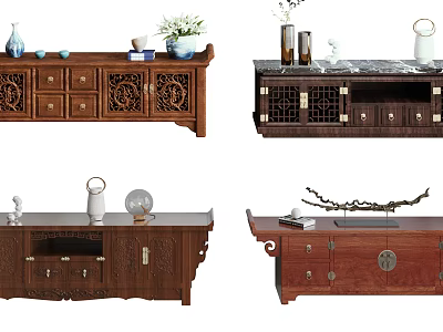 Chinese TV Cabinet Redwood TV Cabinet Combination 3d model