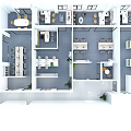 Modern Public Office Space with Large Windows Office Desks Computers Green Plants and Ergonomic Chairs
