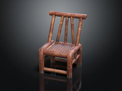 Wooden Leisure Chair Featuring Striped Backrest And Natural Simple Sturdy Design 3d model