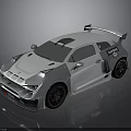 Silver Sporty Car With Sleek Body Rear Spoiler And Black Wheels