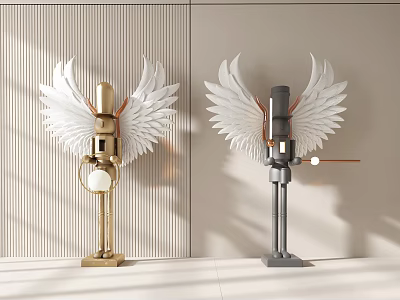 Modern Floor Lamps With White Wings In Gold And Gray For Interior Decor 3d model