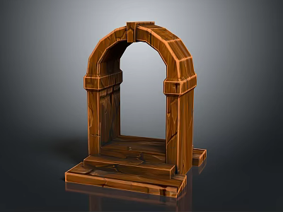 Wooden Arch Decorative Furniture With Classic Design Stepped Base And Textured Details 3d model