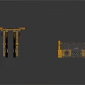 Yellow Wooden Train Track Components And Carriage Base With Black Parts