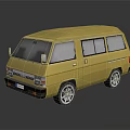 Yellow Vintage Van With Retro Body Design And Shiny Silver Wheels