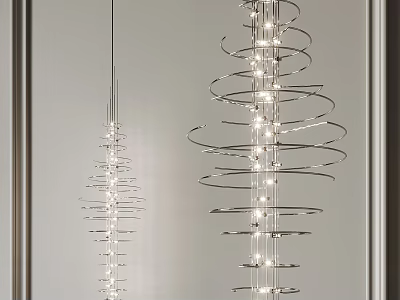 Modern Spiral Pendant Lights With Metal Frame And LED Illumination For Interior Design 3d model