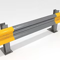 Safety Guardrail With Gray Main Body Yellow Ends And Metal Support Brackets