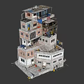 Stacked Multi Level Building Structure With Concrete Walls Balconies Windows And Stairs