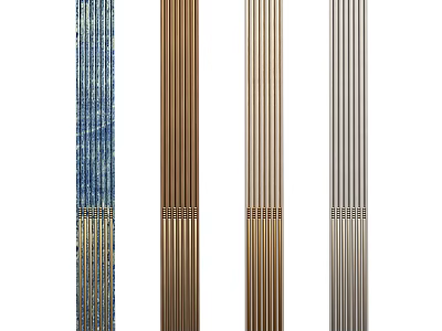Modern Fluted Roman Columns with Metallic Finishes and Multiple Color Options for Architectural Decor 3d model