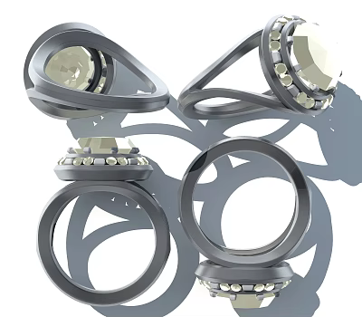 Elegant Modern Jewelry Rings Minimalist Design With Metal Band And Gemstone Setting 3d model