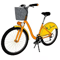Stylish Orange Bicycle Featuring Front Wire Basket Black Seat And J Bike Logo