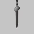 Ancient Decorative Sword With Golden Hilt And Intricate Engraved Blade Patterns
