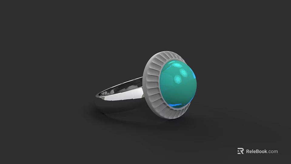 Elegant Silver Ring With Blue Gemstone And Radiant Edge Design 3d model 