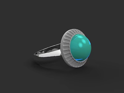 Elegant Silver Ring With Blue Gemstone And Radiant Edge Design 3d model