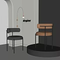 Modern Single Chairs With Black Brown Leather Upholstery And Metal Frame Curved Backrest