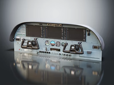 Advanced Commercial Aviation Control Panel With Multiple Displays Control Knobs And Joysticks 3d model