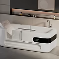 Smart Modern Bathtub In Minimalist Bathroom With Storage And Lighting