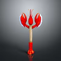 Red Lobster Shaped Hammer with Red Claws Wooden Handle and Decorative Accents