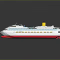 Luxury Cruise Ship Model With White Hull Red Bottom And Yellow Funnel