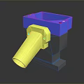 Industrial Mechanical Component With Blue Square Top Yellow Cylindrical Tube And Gray Base Structure Design