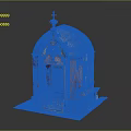 Red Ornate Building With Cross Topped Dome Wooden Door And Stone Steps