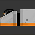 Medical Device with Green Cylindrical Component Red Cross Symbol and White Orange Base