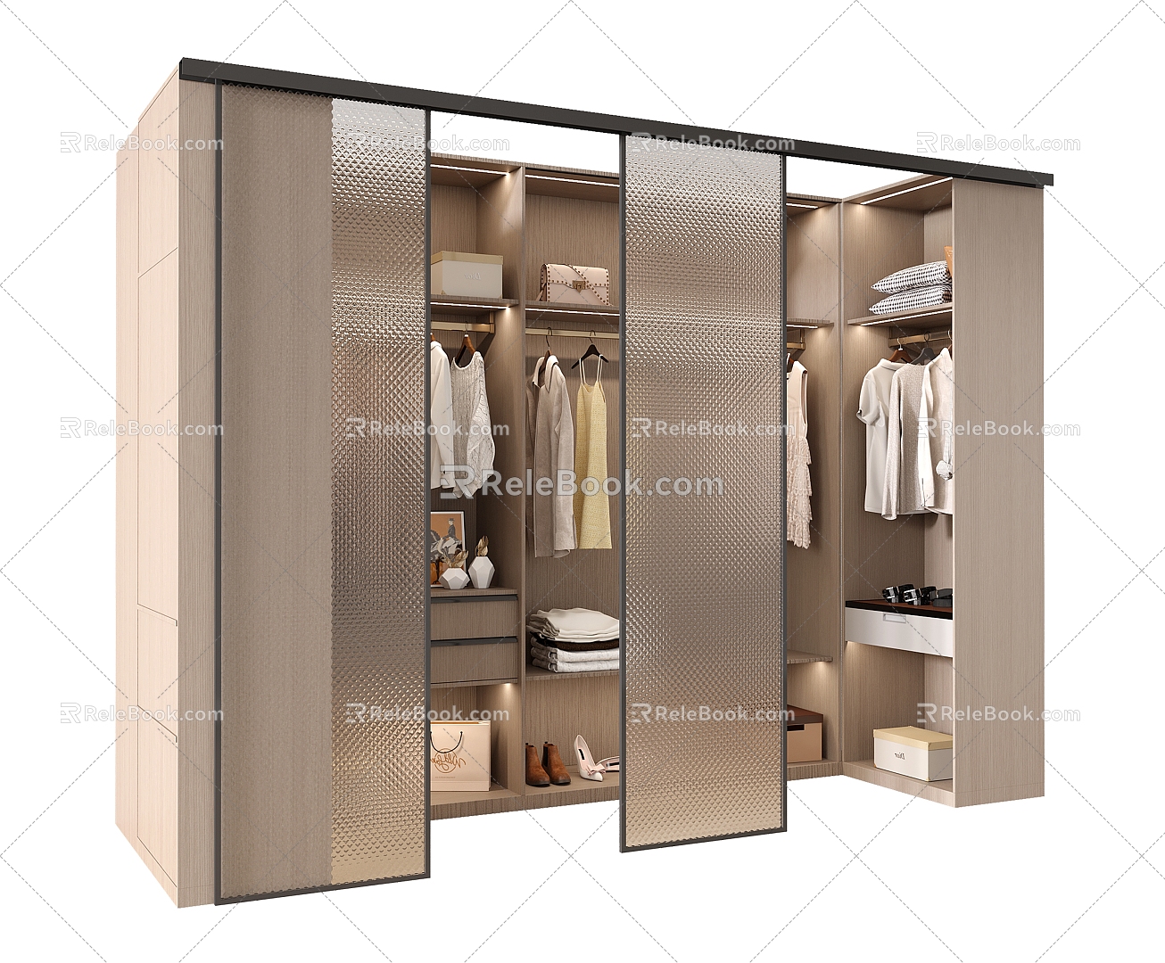 U-shaped wardrobe sliding door wardrobe 3d model