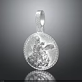 Elegant Silver Fashion Pendant With Diamond Encrusted Edge And Angel Sword Design
