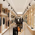 Modern Clothing Store Interior With Suits Mannequins Shelves And Lighting