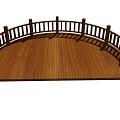 Outdoor Wooden Curved Roadside Facility Safety Railing Structure with Support Posts 3d model