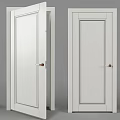 Modern White Interior Swing Door With Smooth Surface And Brass Handle Design 3d model