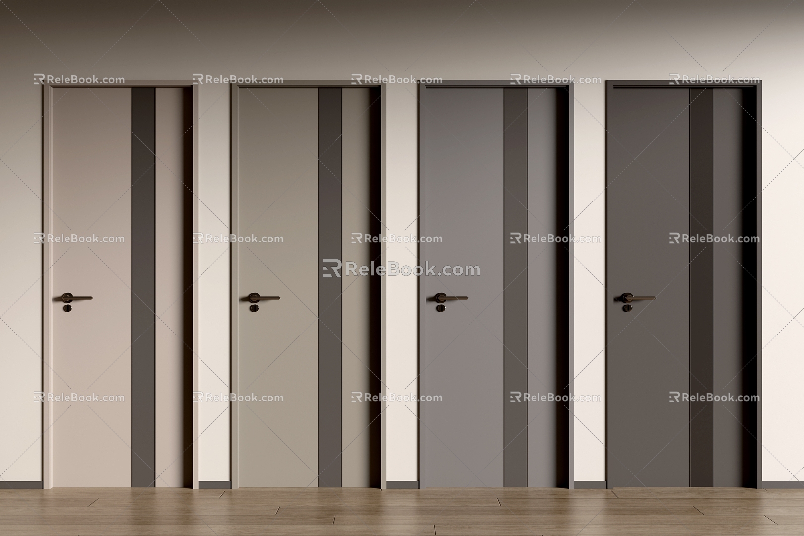 Modern Single Door Bedroom Door Wooden Door 3d model