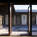 Traditional Chinese Detached Villa With Classic Roof Wooden Elements Stone Wall And Courtyard Trees