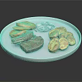 Delicious Grilled Steak With Fried Potato Wedges And Red Onion Slices On White Plate