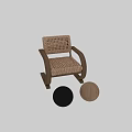 Handwoven Natural Rattan Leisure Chair With Curved Wooden Armrests And Comfortable Seat Design