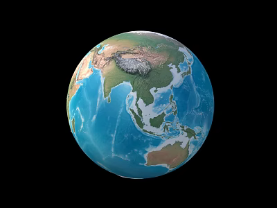 3D Rendered Earth Globe With Blue Oceans And Green Landmasses 3d model