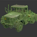 Vintage Military Utility Vehicle With Camouflage Paint And Six Wheel Drive Design