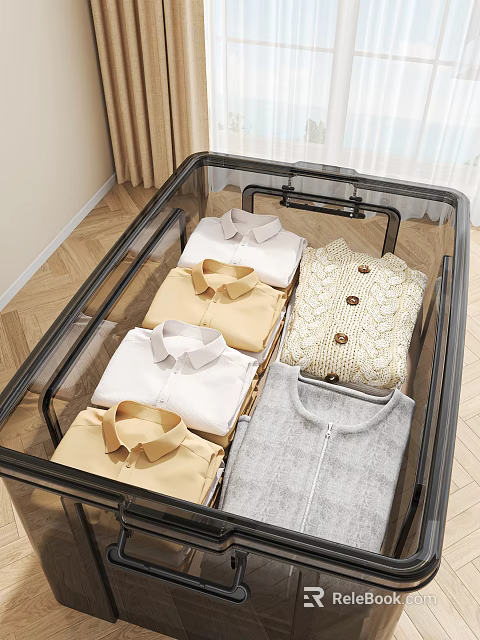 Transparent Storage Box for Neatly Organizing Folded Clothes Shirts and Sweaters 3d model 