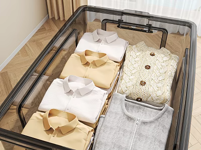 Transparent Storage Box for Neatly Organizing Folded Clothes Shirts and Sweaters 3d model