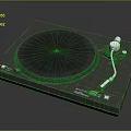 Sleek Black Turntable with Silver Tonearm Control Panel Buttons and Indicator Lights 3d model