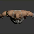 Bald Man With Arm Tattoos Wearing White Undershirt Overalls Utility Belt Brown Boots And Gloves