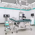 Advanced Medical Equipment in Operating Room Featuring Surgical Table Lights and Monitor