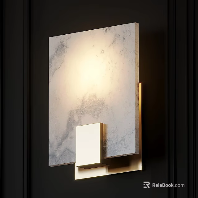 Modern Wall Lamp With Marble Texture Gold Base And Warm Light Glow 3d model