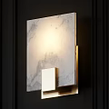 Modern Wall Lamp With Marble Texture Gold Base And Warm Light Glow 3d model
