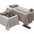Comfortable Massage Bed With Soft Sheet Pillow And Side Table Tray Cups 3d model